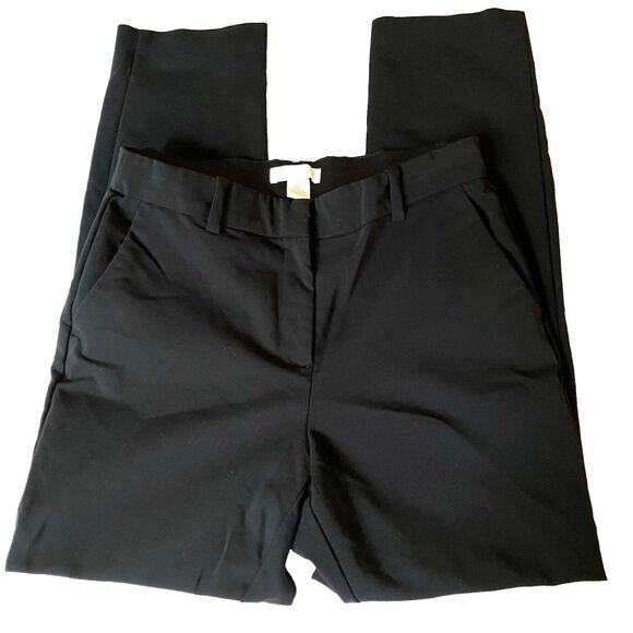 H&M Pants Stretch Flat Straight Skinny Ankle Black 8 Elastic Waist 27-31" - Picture 4 of 16